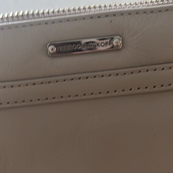 Rebecca Minkoff light gray moto leather bag with silver chain straps, crossbody - Picture 7 of 7